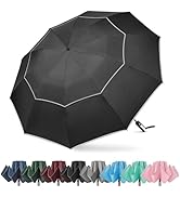G4Free 62 Inch Windproof Inverted Umbrella with Reflective Stripe Large Compact Reverse Golf Umbr...