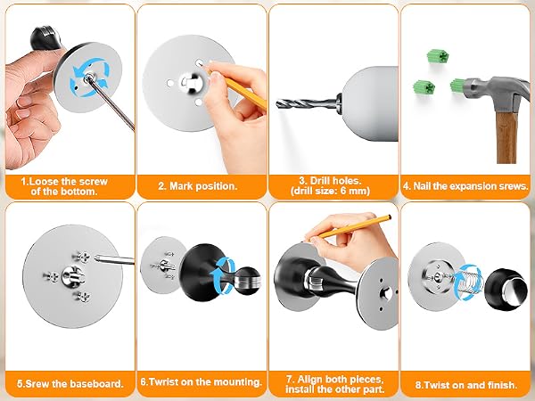 magnetic door stopper Drilling Intallation with Screws