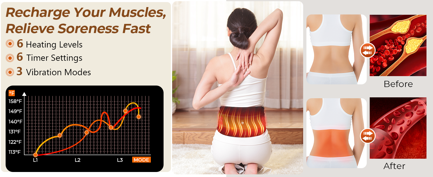 Heating Pad with Massager for Back Pain Relief
