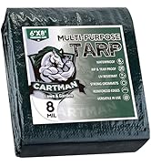 CARTMAN Finished Size 6x8 Feet Waterproof Heavy Duty Poly Tarp 8 Mil Thick, Multipurpose Protecti...