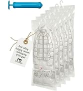 5 Pack Hanging Vacuum Storage Seal Clear Bags for Clothing Compression Suits and Jackets Travel a...