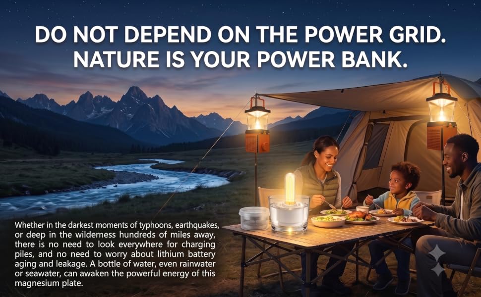 Lights up on contact with saltwater; perfect for emergency lighting.