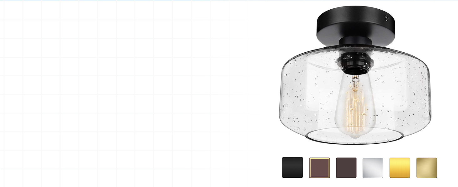 metal ceiling lamp with glass shade