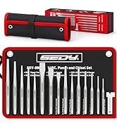 16-Piece Precision Punch &amp; Chisel Set - Taper Punch, Pin Punch, Center Punch, Cold Chisels &amp; Gaug...