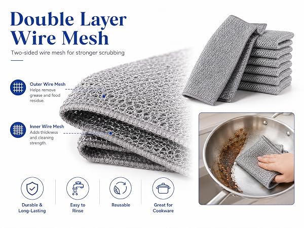 double layer wire mesh dishcloth