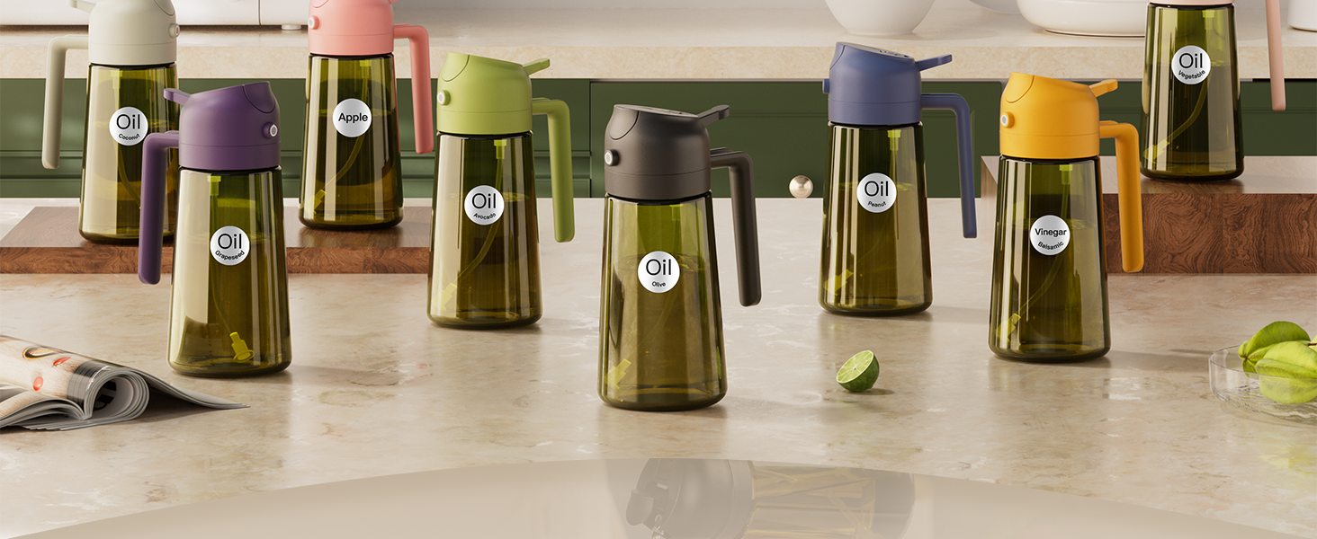 dark green glass oil spray bottle