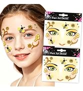 Bee Face Glitter Stickers, Temporary Face Art Decals, Sparkly Self-Adhesive Bee Face Stickers wit...