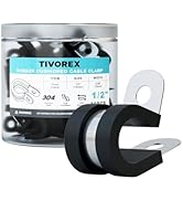 30PCS 1/2 Inch Cable Clamps, Tivorex 304 Stainless Steel Wire Clamp, Rubber Cushioned Insulated H...