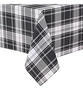 Hiasan Rectangle Gingham Tablecloth 60 x 120 Inch, Black Waterproof Checkered Table Cloth, Wrinkl...