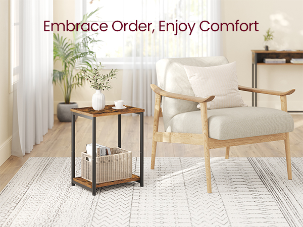 Side Table, Small End Table, Nightstand for Living Room, Bedroom, Office, Bathroom