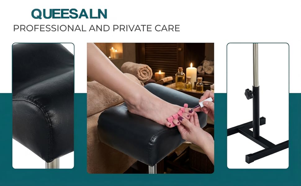 Pedicure Footrest Adjustable Height Stand Stool Black