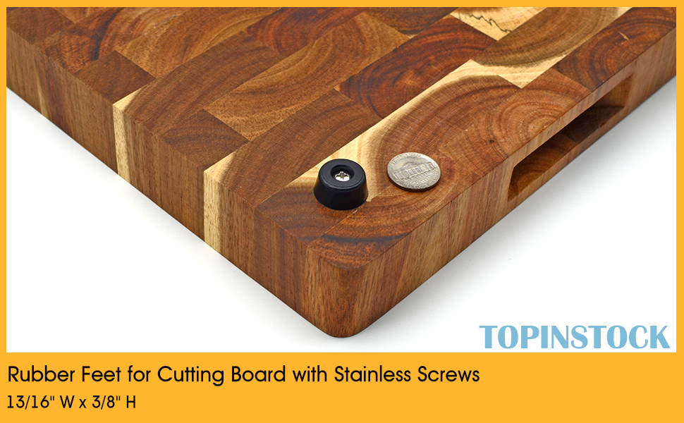 Rubber Feet for Cutting Board with Stainless Screws,13/16&amp;#34; W x 3/8&amp;#34; H