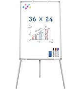 Easel Whiteboard - Magnetic Portable Dry Erase 36 x 24 Tripod Height Adjustable, 3' x 2' Flipchar...