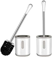 Toilet Brush and Holder, 2 Pack Compact Size Toilet Bowl Brush with Stainless Steel Handle, Small...