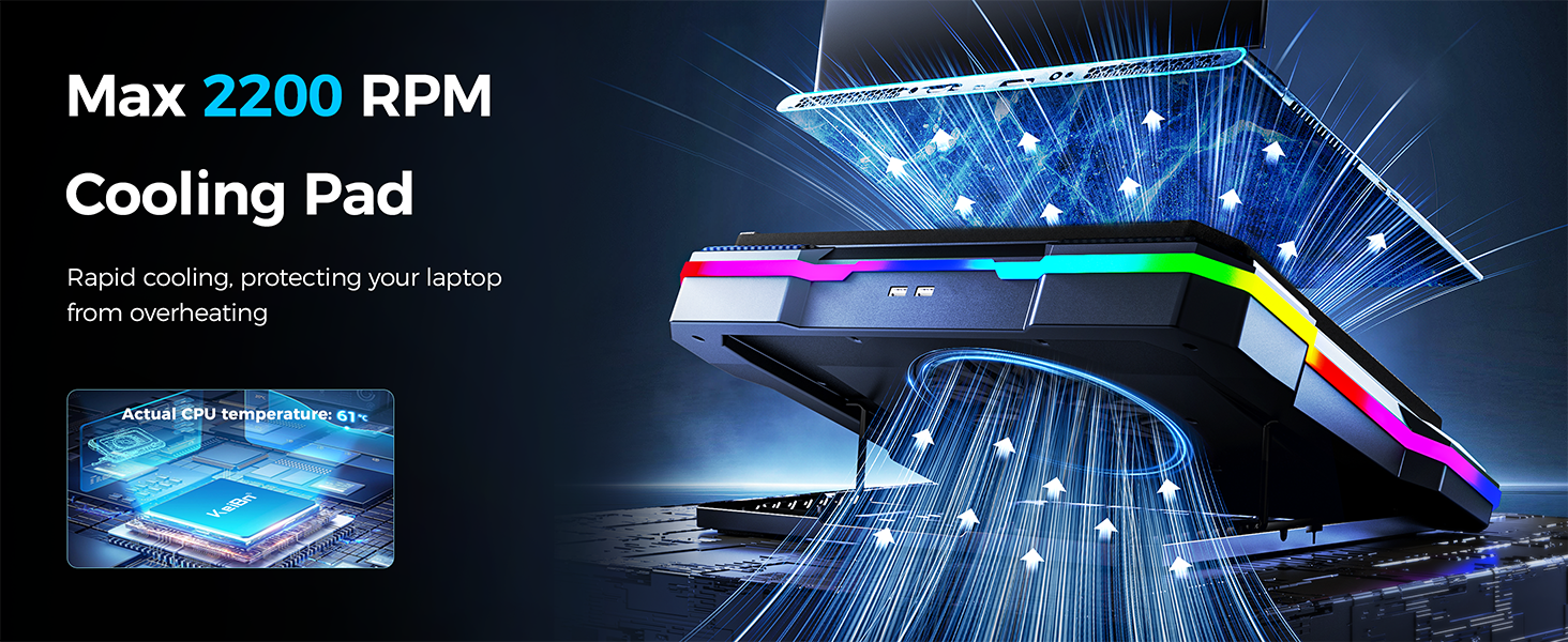 power turbo fan up to 2200rpm laptop cooling