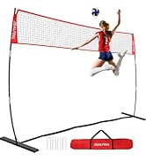 ZEALFEEL Volleyball Net, 12ft/20ft Volleyball Training Net for Backyard Height Adjustable, Portab...