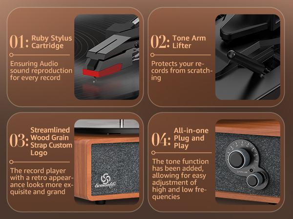 Bluetooth turntable with speakers