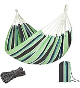 JoyView Brazilian Double Hammock with Hanging Ropes Extra Large 86.6x59” Portable Cotton Hammock ...
