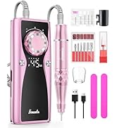 Electric Nail Drill Professional Kit: 35,000 RPM USB Rechargeable Efile Nail Drill Nail File with...