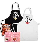 The Mr and The Mrs Aprons One-Size-Fits-All - Funny Aprons for Couples, Bridal Showers, Weddings,...