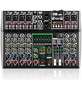 XTUGA Audio Mixer 8 Channel for PC, DJ Sound Board with Stereo Equalizer/PAD/HPF, USB/Bluetooth/4...