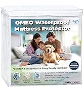 OMEO Waterproof Mattress Protector Queen Size Mattress Cover Protector Breathable Soft Machine Wa...