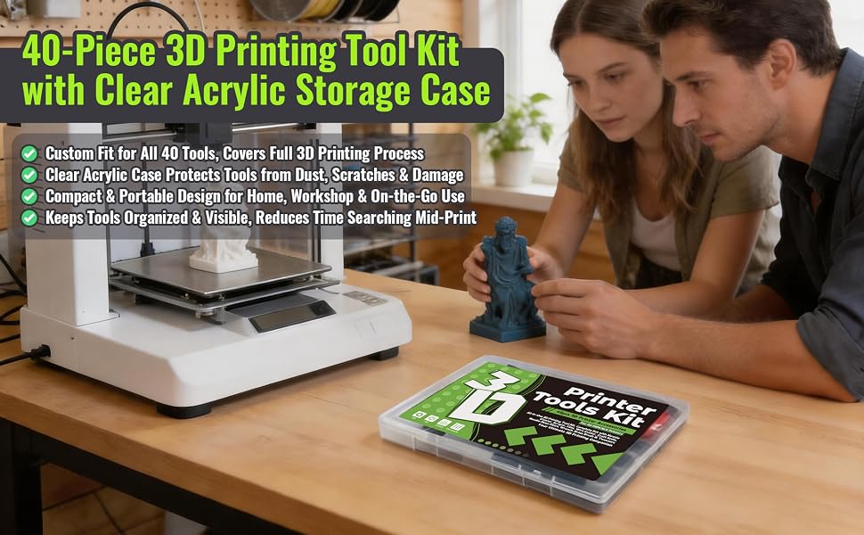 40-Pcs Professional 3D Printing Tool Kit with Multi-functional Screwdrivers
