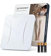 Schneider Sturdy Tempered Glass Bathroom Scale - Highly Accurate Digital Body Weight Scale with L...