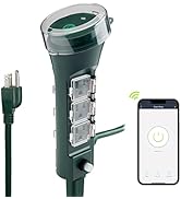 HBN Outdoor Smart Plug Waterproof WiFi Outdoor Outlet Timer with 6 Grounded Outlets, Remote & Voi...