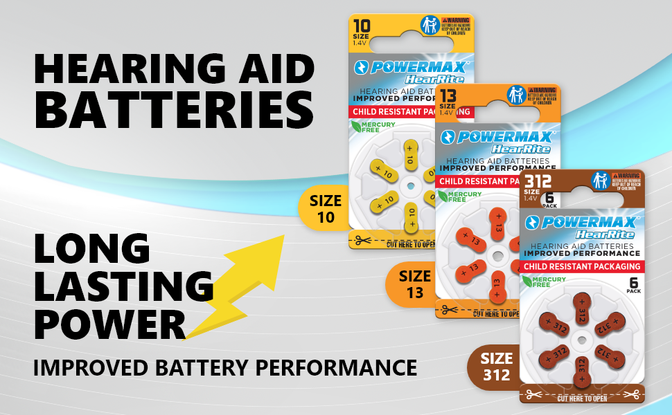 hearing aid battery, battery for hearing aid, size 312 hearing aid battery, easy tab, ITC battery