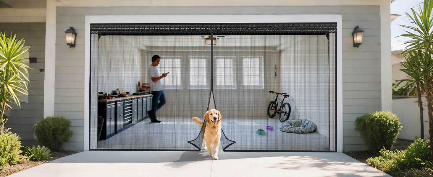 garage door screen with magnetic closure