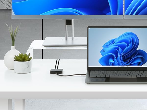 dual monitor adapter for laptop, usb c to dual hdmi monitor connector for 2 monitors