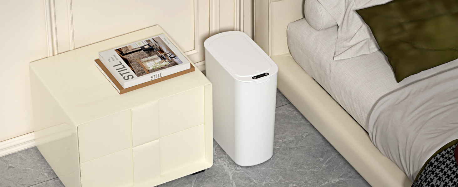 slim trash can with lid