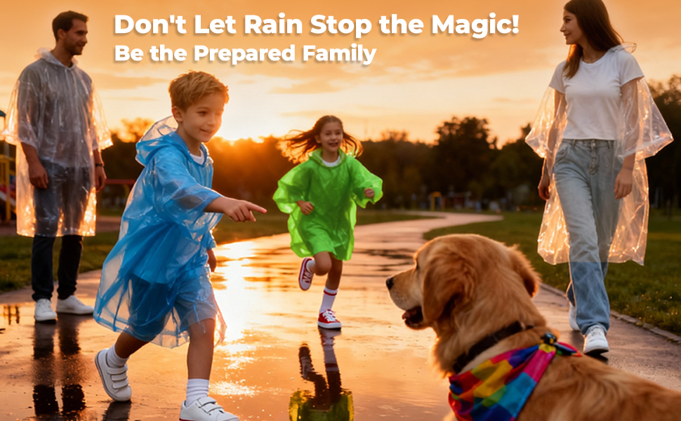 disposable rain ponchos family pack