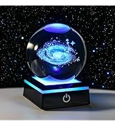 YU FENG 3D Galaxy Crystal Ball with Colorful Lights for Bedroom 3.15 inches