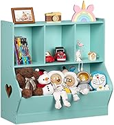Lerliuo Kids Toy Storage Organizer, Children Small Bookcase and Bookshelf, Toddler 4 Cubby Toy St...