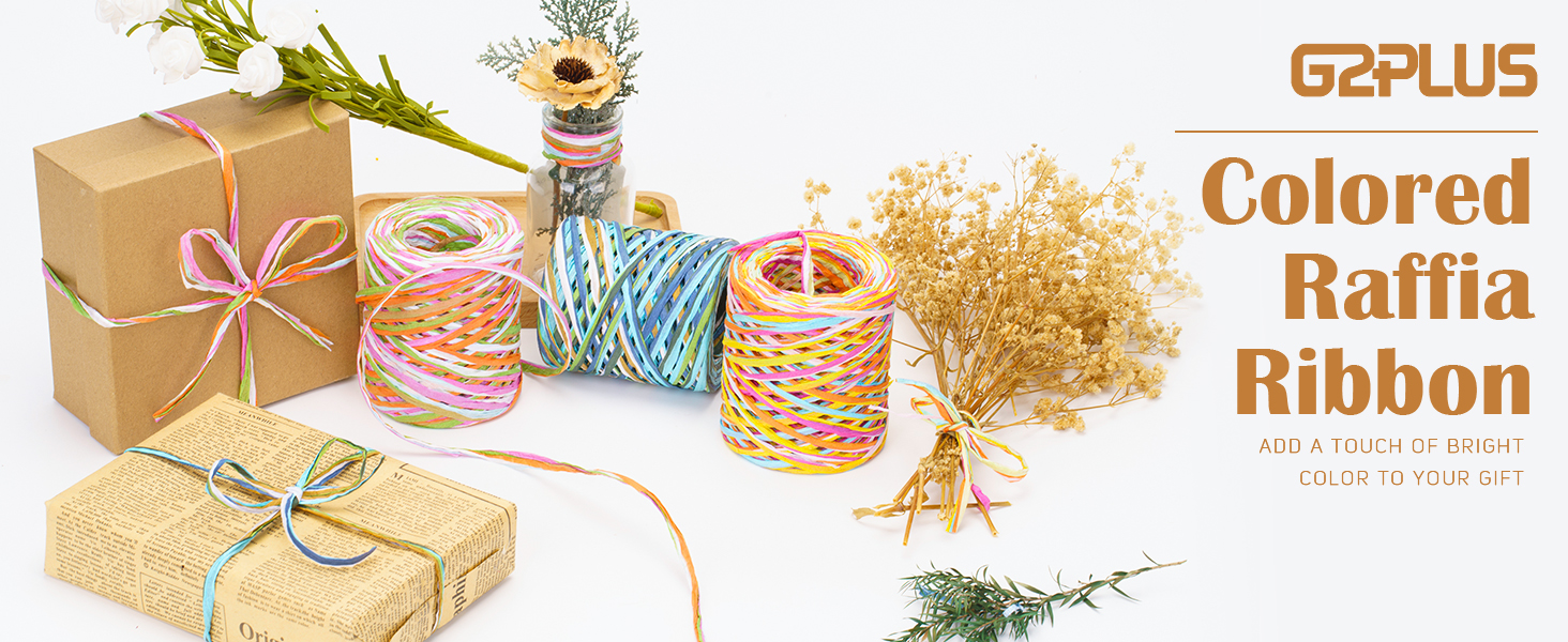 6 Colord Raffia Ribbon