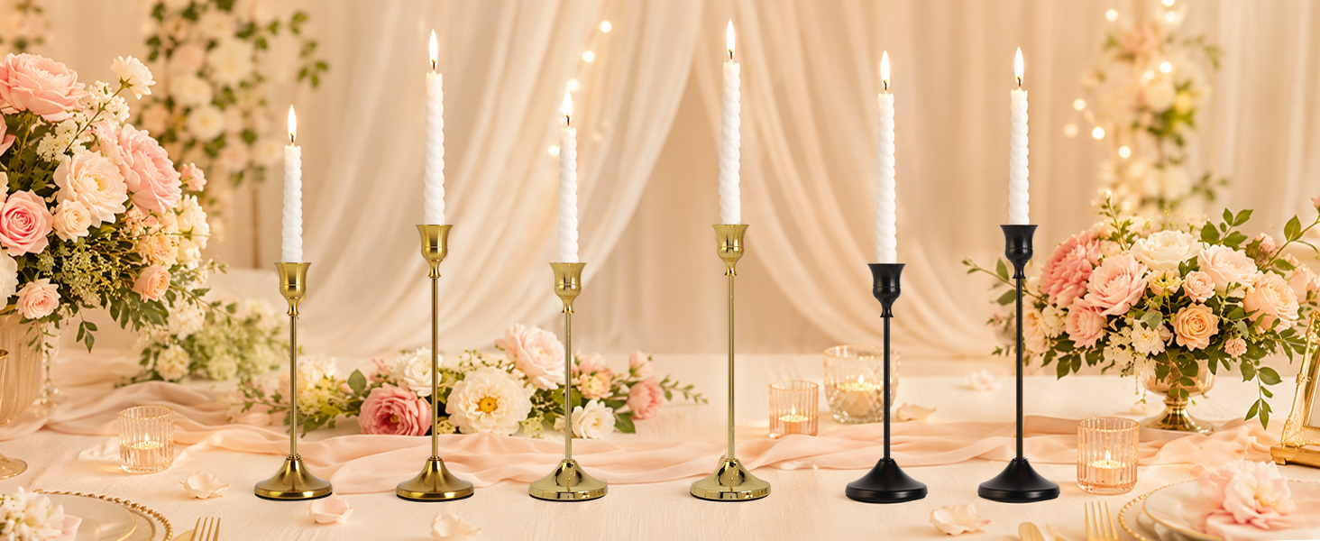 Candlestick Holders Vintage Centerpiece/Gold Antique Moody Decor/Decoration for Christmas