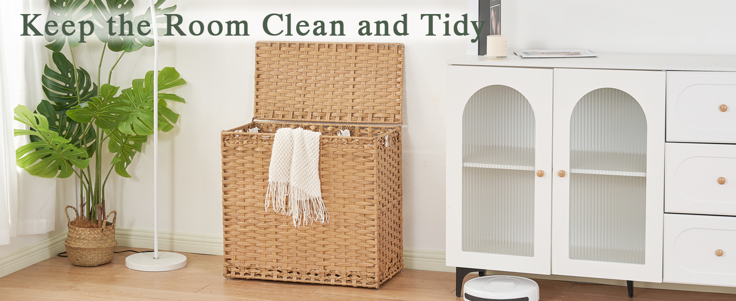 Laundry Hamper with Lid Wicker Laundry Basket