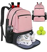 Tennis Backpack for Women, Large Tennis Bag 2 Rackets with Cooler Pocket and Ventilated Shoe Comp...