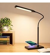 LINTYLE LED Desk Lamp for Office Home, Wireless Charger Desk Lamp with Dimmable, 12W Eye-Caring D...