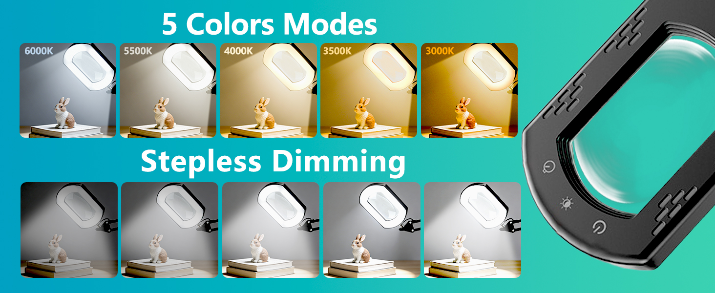 Desk magnifying lamp magnifying glass with light for crafts with Square stand clamp