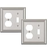 DEWENWILS Combo Toggle/Duplex Wall Plates, Brushed Nickel Double Outlet Covers, 2-Pack
