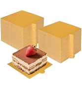 Mini Square Cake Boards 100Pcs, 3.5 x 3.3 Inch Gold Cake Boards, Mousse Cupcake Base Paper Plates...