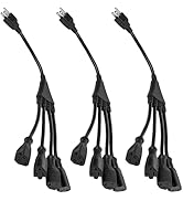 4 Way Power Splitter - 1 to 4 Extension Cord Splitter, 1.5' Short Extension Cord UL Listed, Outle...