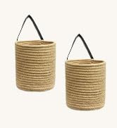 Goodpick 2pack Jute Hanging Basket - Small Woven Fern Hanging Rope Basket Flower Plants Wall Bask...