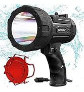 BUYSIGHT Rechargeable Spotlight Flashlight, Hand held Spotlight 200,000 lumens Waterproof Flashli...