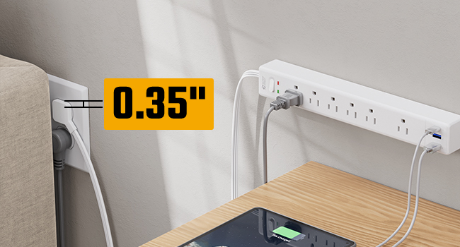 flat plug extension cord, thin extension cord