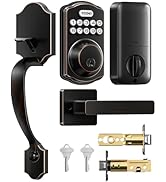 TEEHO TK001H Keyless Entry Door Lock with Handle Set, Electronic Deadbolt Keypad Door Lock with C...