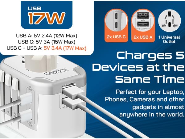 universal plug adapter for worldwide travel